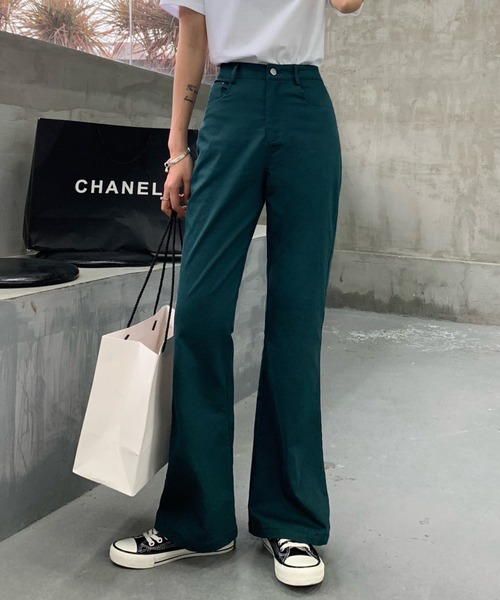 ABITOKYO（アビトーキョー）の「ハイウエストストレッチデニムセミフレアパンツ（デニムパンツ・レディース・ホワイト/ブラック/ダークグリーン/ブラウン/ピンク/グレー/パープル・S/M/L）」の18枚目の写真