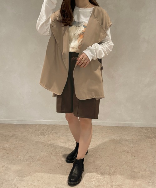 apres jour clair(アプレジュールクレア)の「【apres jour clair】ショートパンツ【SETUP着用可能】【ZOZOTOWN限定アイテム】(その他パンツ・レディース・ダークブラウン/ライトベージュ/ベージュ・フリー/X-LARGE)」の8枚目の写真