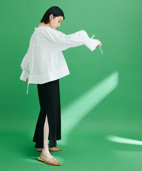 ADAM ET ROPE'（アダムエロペ）の「【WEB限定】リネンMIXバックマーメイドスカート（スカート・レディース・ブラック/ベージュ/レッド・38/36）」の19枚目の写真