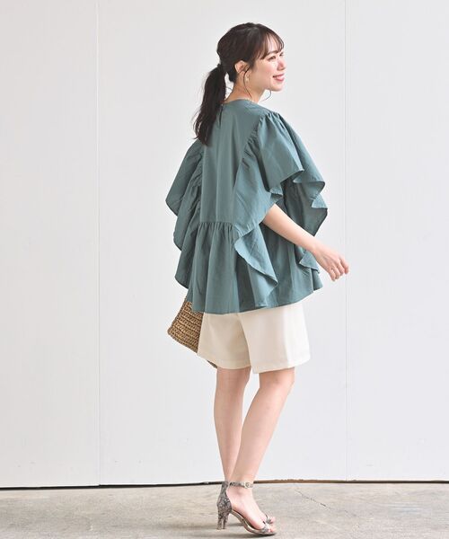 rps（アールピーエス）の「麻調センターシームハーフパンツ（その他パンツ・レディース・ブラック/グリーン/アイボリー・M）」の13枚目の写真