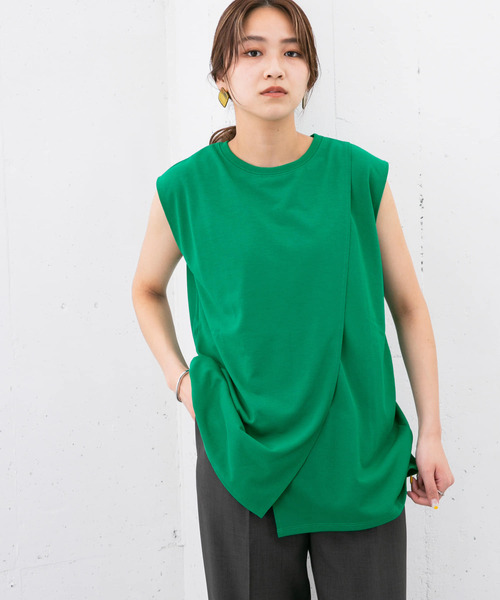 KBF（ケイビーエフ）の「『UR TECH ひやサラクール』レイヤードノースリーブカットソー（Tシャツ/カットソー・レディース・ブラック/オフホワイト/グリーン/キャメル・ONE）」の4枚目の写真