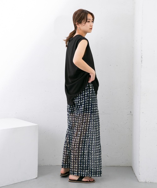 KBF（ケイビーエフ）の「『UR TECH ひやサラクール』レイヤードノースリーブカットソー（Tシャツ/カットソー・レディース・ブラック/オフホワイト/グリーン/キャメル・ONE）」の6枚目の写真