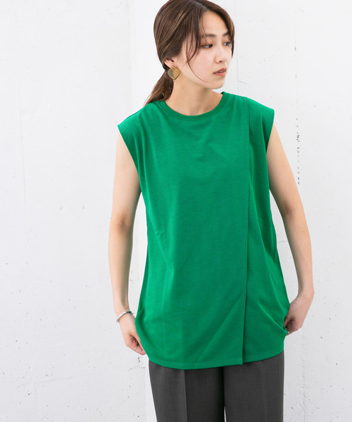 KBF（ケイビーエフ）の「『UR TECH ひやサラクール』レイヤードノースリーブカットソー（Tシャツ/カットソー・レディース・ブラック/オフホワイト/グリーン/キャメル・ONE）」の8枚目の写真