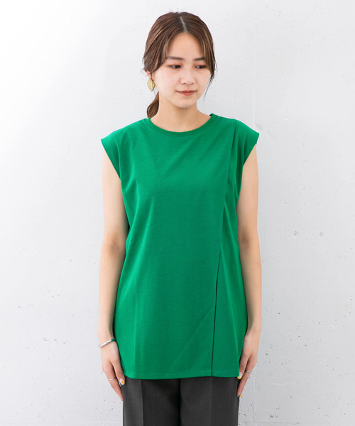 KBF（ケイビーエフ）の「『UR TECH ひやサラクール』レイヤードノースリーブカットソー（Tシャツ/カットソー・レディース・ブラック/オフホワイト/グリーン/キャメル・ONE）」の15枚目の写真