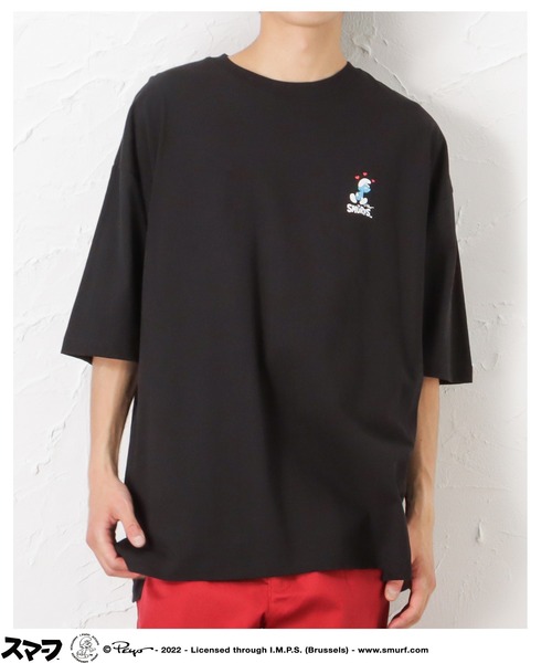 Mac-House(マックハウス)の「Smurf スマーフ プリントオーバーTシャツ(Tシャツ/カットソー・メンズ・ホワイト/ブラック/グリーン・M/L)」の7枚目の写真