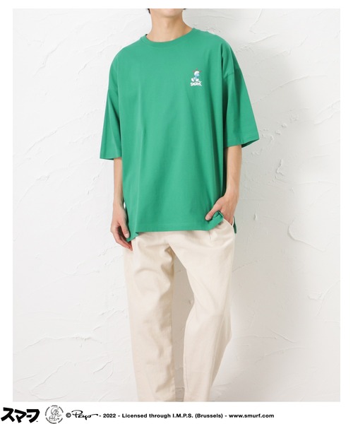 Mac-House(マックハウス)の「Smurf スマーフ プリントオーバーTシャツ(Tシャツ/カットソー・メンズ・ホワイト/ブラック/グリーン・M/L)」の8枚目の写真