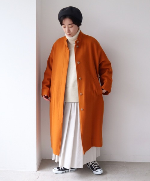 yuni（ユニ ）の「Wool/super100 wide stand collar コート