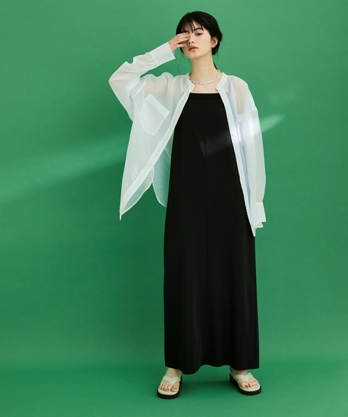 バンドカラーシアーシャツ