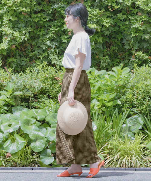 ITEMS URBANRESEARCH(アイテムズ アーバンリサーチ)の「リップルギンガムスカート(スカート・レディース・ブラウン/ブラック・FREE)」の5枚目の写真