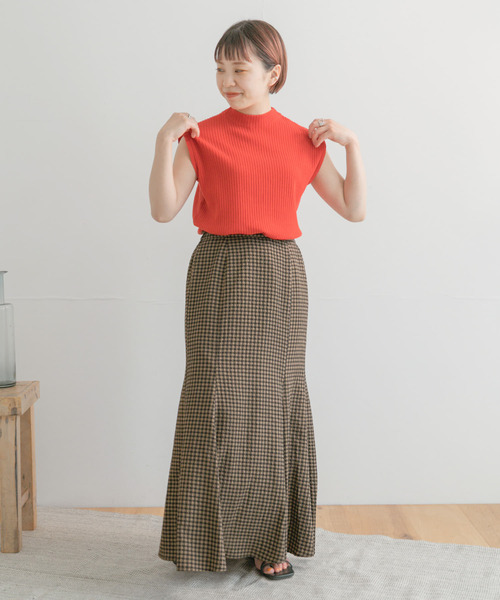 ITEMS URBANRESEARCH(アイテムズ アーバンリサーチ)の「リップルギンガムスカート(スカート・レディース・ブラウン/ブラック・FREE)」の15枚目の写真