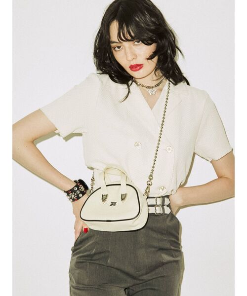 jouetie（ジュエティ）の「ダブルボタンブラウス（シャツ/ブラウス・レディース・ブラック/パープル/イエロー/アイボリー・MEDIUM）」の3枚目の写真