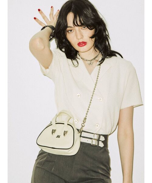 jouetie（ジュエティ）の「ダブルボタンブラウス（シャツ/ブラウス・レディース・ブラック/パープル/イエロー/アイボリー・MEDIUM）」の8枚目の写真