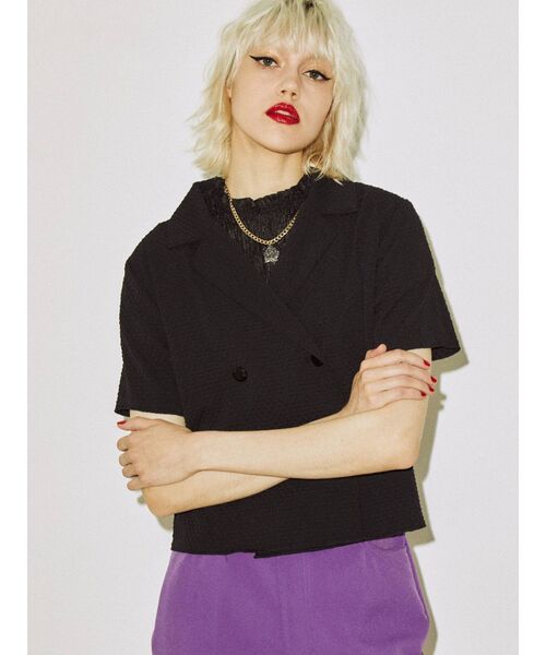 jouetie（ジュエティ）の「ダブルボタンブラウス（シャツ/ブラウス・レディース・ブラック/パープル/イエロー/アイボリー・MEDIUM）」の13枚目の写真