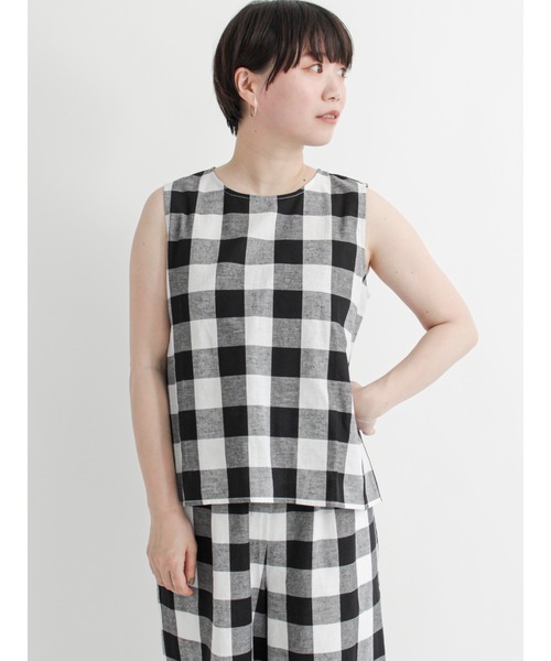 Lugnoncure(ルノンキュール)の「綿麻ノースリーブトップス【セットアップ可】(シャツ/ブラウス・レディース・ブラック/ベージュ/オフホワイト・フリ-)」の7枚目の写真