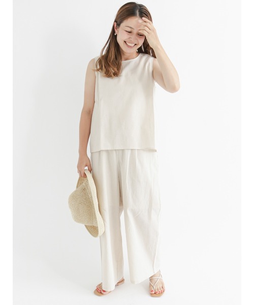 Lugnoncure(ルノンキュール)の「綿麻ノースリーブトップス【セットアップ可】(シャツ/ブラウス・レディース・ブラック/ベージュ/オフホワイト・フリ-)」の13枚目の写真