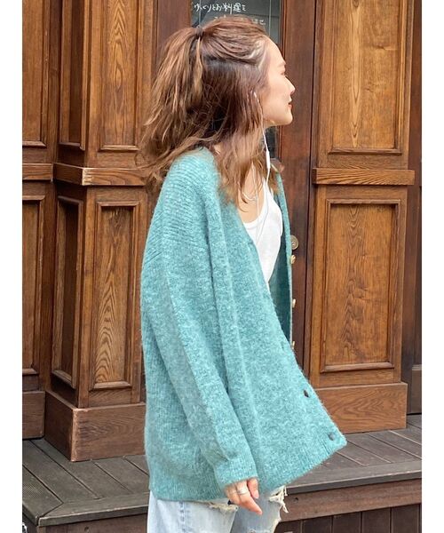 Ungrid(アングリッド)の「【WEB限定】カラールーズニットカーデ(カーディガン/ボレロ・レディース・チャコールグレー/パープル/ブラウン/イエロー/グリーン/グリーン系その他・FREE)」の7枚目の写真