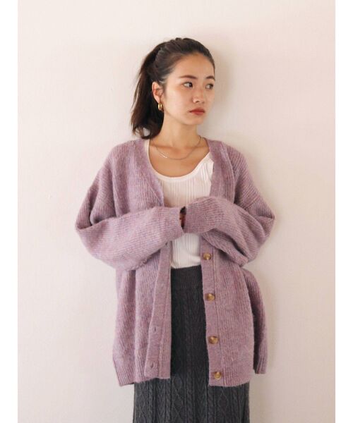 Ungrid(アングリッド)の「【WEB限定】カラールーズニットカーデ(カーディガン/ボレロ・レディース・チャコールグレー/パープル/ブラウン/イエロー/グリーン/グリーン系その他・FREE)」の9枚目の写真