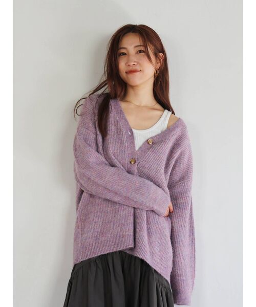 Ungrid(アングリッド)の「【WEB限定】カラールーズニットカーデ(カーディガン/ボレロ・レディース・チャコールグレー/パープル/ブラウン/イエロー/グリーン/グリーン系その他・FREE)」の11枚目の写真