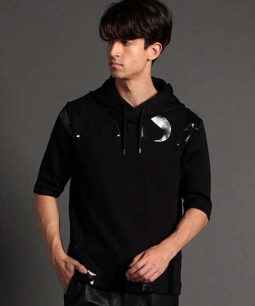 【セール】五分袖ロゴプリントプルオーバーパーカ（その他トップス）｜NICOLE CLUB FOR MEN（ニコルクラブフォーメン） 6,565円