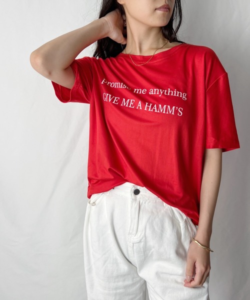 H.Warren（エイチウォーレン）の「カレッジロゴT（Tシャツ/カットソー・レディース・ホワイト/ブラック/パープル/レッド/オレンジ/グリーン・FREE）」の5枚目の写真