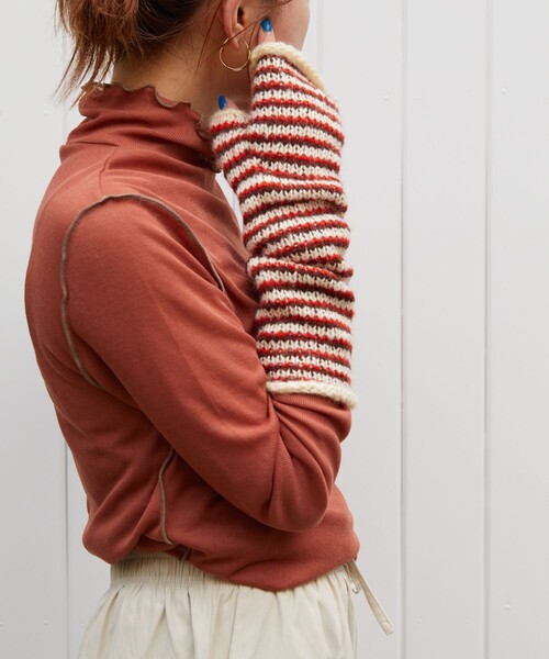 FREAK'S STORE（フリークスストア）の「【WEB限定】ニットボーダーアームウォーマー（アームカバー・レディース・レッド/イエロー/グリーン・ONE SIZE）」の7枚目の写真