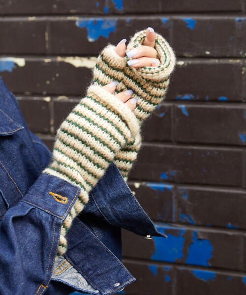 FREAK'S STORE（フリークスストア）の「【WEB限定】ニットボーダーアームウォーマー（アームカバー・レディース・レッド/イエロー/グリーン・ONE SIZE）」の11枚目の写真