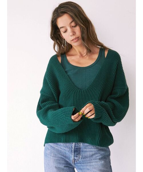 Ungrid（アングリッド）の「BRiCO Vネックルーズニット（ニット/セーター・レディース・オレンジ/ブラウン/グリーン・FREE）」の9枚目の写真