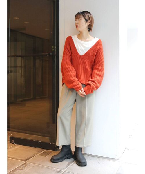 Ungrid（アングリッド）の「BRiCO Vネックルーズニット（ニット/セーター・レディース・オレンジ/ブラウン/グリーン・FREE）」の20枚目の写真