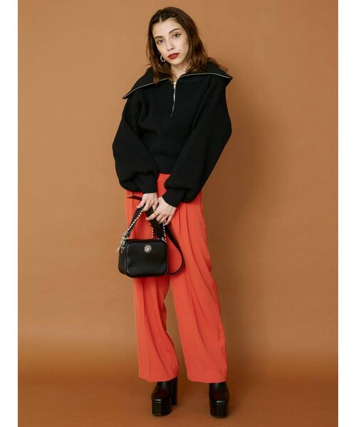 EVRIS（エヴリス）の「ハーフジップショートニット（ニット/セーター・レディース・ホワイト/ブラック/パープル/グリーン・FREE）」の7枚目の写真