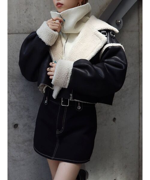 EVRIS（エヴリス）の「ハーフジップショートニット（ニット/セーター・レディース・ホワイト/ブラック/パープル/グリーン・FREE）」の18枚目の写真