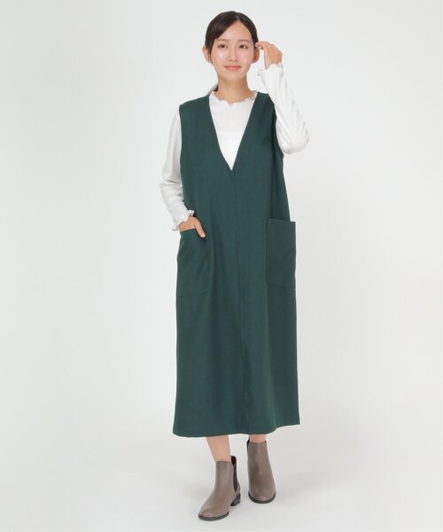 ikka（イッカ）の「【2点セット】2WAYジャンスカカットプルオーバーセット（ジャンパースカート・レディース・ブラック/ベージュ/グリーン・S/M/L）」の15枚目の写真