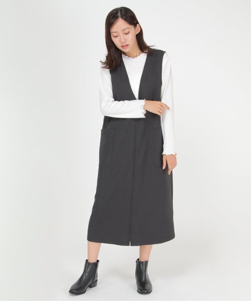 ikka（イッカ）の「【2点セット】2WAYジャンスカカットプルオーバーセット（ジャンパースカート・レディース・ブラック/ベージュ/グリーン・S/M/L）」の11枚目の写真