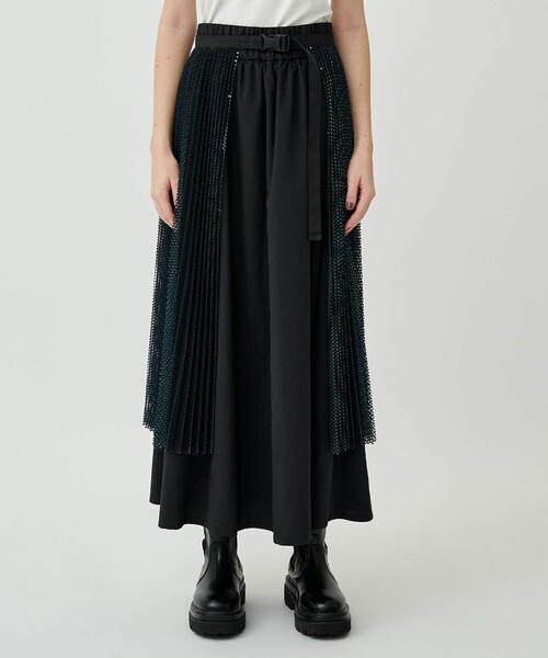 CITY TOKYO（シティトウキョウ）の「カバープリーツコンビネーションスカート（スカート・レディース・ベージュ/ブラック・1/2）」の6枚目の写真