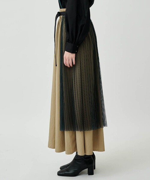 CITY TOKYO（シティトウキョウ）の「カバープリーツコンビネーションスカート（スカート・レディース・ベージュ/ブラック・1/2）」の5枚目の写真