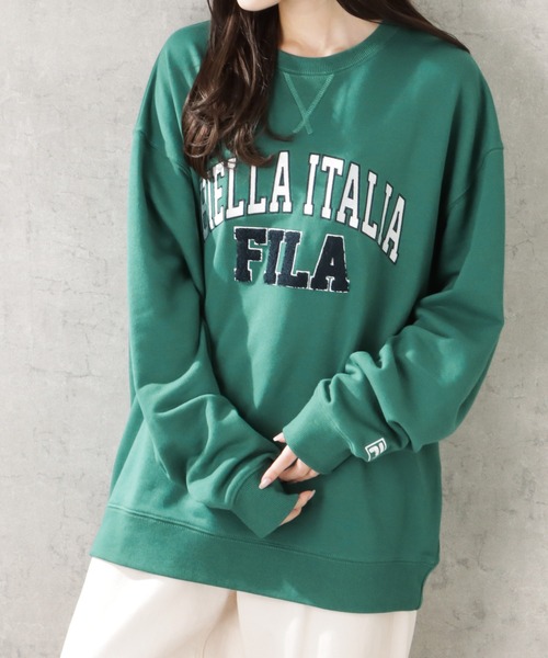 FILA（フィラ）の「FILA フィラ ビッグシルエットカレッジロゴサガラ刺繍トレーナー（スウェット・メンズ・グリーン/ブラック/オートミール・M/L/XL）」の11枚目の写真