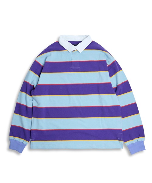 SUNNY SPORTS(サニースポーツ)の「SUNNY SPORTS/サニースポーツ BORDER LAGER SHIRTS ボーダーラガーシャツ(ポロシャツ・メンズ・グリーン/パープル・MEDIUM/LARGE)」の13枚目の写真