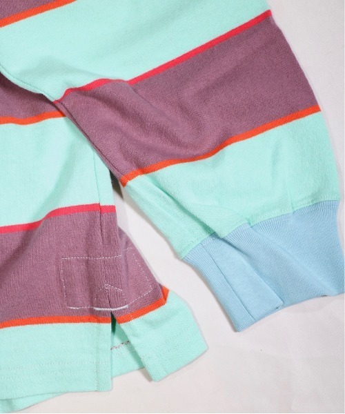 SUNNY SPORTS(サニースポーツ)の「SUNNY SPORTS/サニースポーツ BORDER LAGER SHIRTS ボーダーラガーシャツ(ポロシャツ・メンズ・グリーン/パープル・MEDIUM/LARGE)」の8枚目の写真