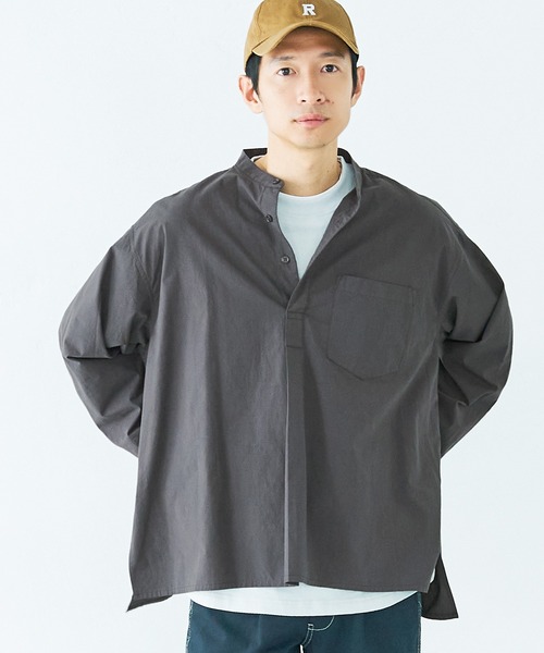 coca(coca)(コカ)の「メンズグランパシャツ(シャツ/ブラウス・メンズ・チャコールグレー/ホワイト・M/L/XL)」の2枚目の写真