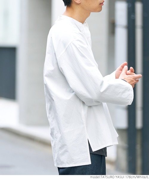 coca(coca)(コカ)の「メンズグランパシャツ(シャツ/ブラウス・メンズ・チャコールグレー/ホワイト・M/L/XL)」の5枚目の写真