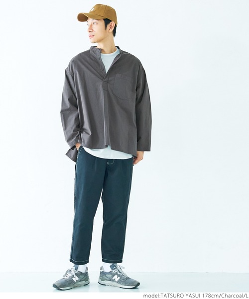 coca(coca)(コカ)の「メンズグランパシャツ(シャツ/ブラウス・メンズ・チャコールグレー/ホワイト・M/L/XL)」の8枚目の写真