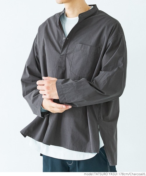 coca(coca)(コカ)の「メンズグランパシャツ(シャツ/ブラウス・メンズ・チャコールグレー/ホワイト・M/L/XL)」の9枚目の写真