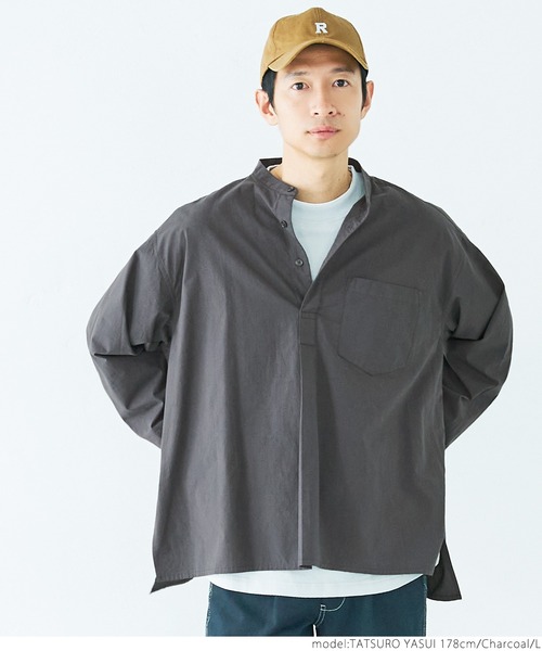 coca(coca)(コカ)の「メンズグランパシャツ(シャツ/ブラウス・メンズ・チャコールグレー/ホワイト・M/L/XL)」の12枚目の写真