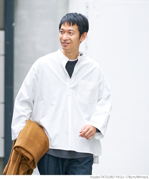 coca(coca)(コカ)の「メンズグランパシャツ(シャツ/ブラウス・メンズ・チャコールグレー/ホワイト・M/L/XL)」の4枚目の写真