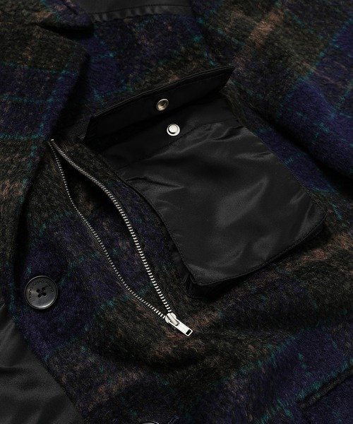 Feng Chen Wang（フェン・チェン・ワン）の「Plaid Nylon panelled coat（その他アウター・メンズ・ブラック・S/M）」の4枚目の写真