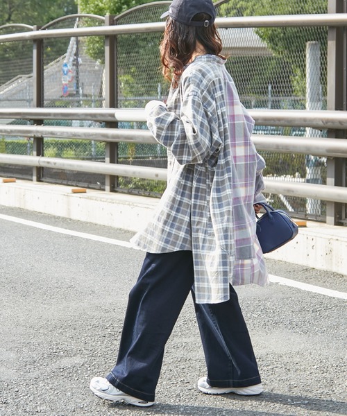 etsinta(エシンタ)の「【etsinta/エシンタ】リメイクネルオーバーシャツ(シャツ/ブラウス・レディース・ベージュ/ネイビー/グレー/ブルー・ONE SIZE)」の9枚目の写真