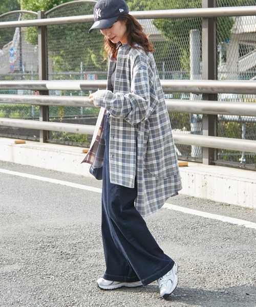 etsinta(エシンタ)の「【etsinta/エシンタ】リメイクネルオーバーシャツ(シャツ/ブラウス・レディース・ベージュ/ネイビー/グレー/ブルー・ONE SIZE)」の10枚目の写真