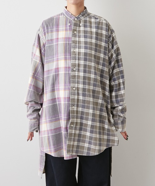 etsinta(エシンタ)の「【etsinta/エシンタ】リメイクネルオーバーシャツ(シャツ/ブラウス・レディース・ベージュ/ネイビー/グレー/ブルー・ONE SIZE)」の13枚目の写真