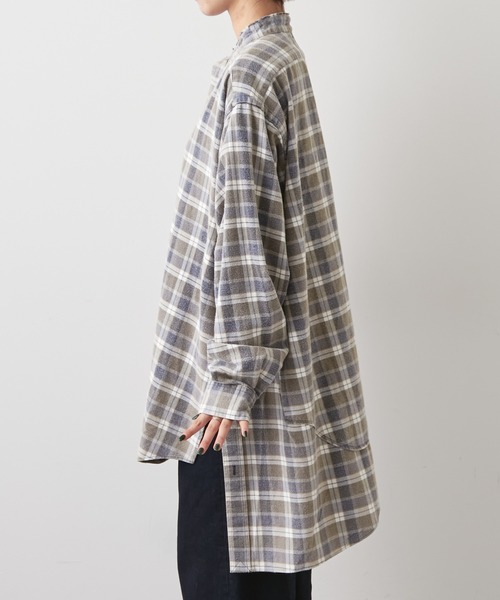 etsinta(エシンタ)の「【etsinta/エシンタ】リメイクネルオーバーシャツ(シャツ/ブラウス・レディース・ベージュ/ネイビー/グレー/ブルー・ONE SIZE)」の14枚目の写真