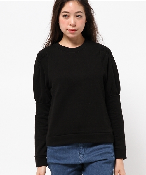OUTLET（アウトレット）の「【goocy】パワーショルダー裏毛TOP（Tシャツ/カットソー・レディース・ブラック/ホワイト・FREE）」の3枚目の写真