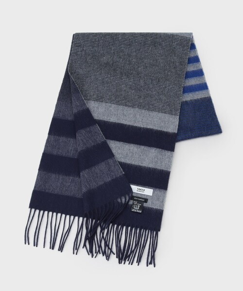 TAKEO KIKUCHI（タケオキクチ）の「◆【洗えるカシミヤ】パネルボーダーマフラー（マフラー・メンズ・ブラック系2/ネイビー系2/ベージュ系2・00）」の3枚目の写真